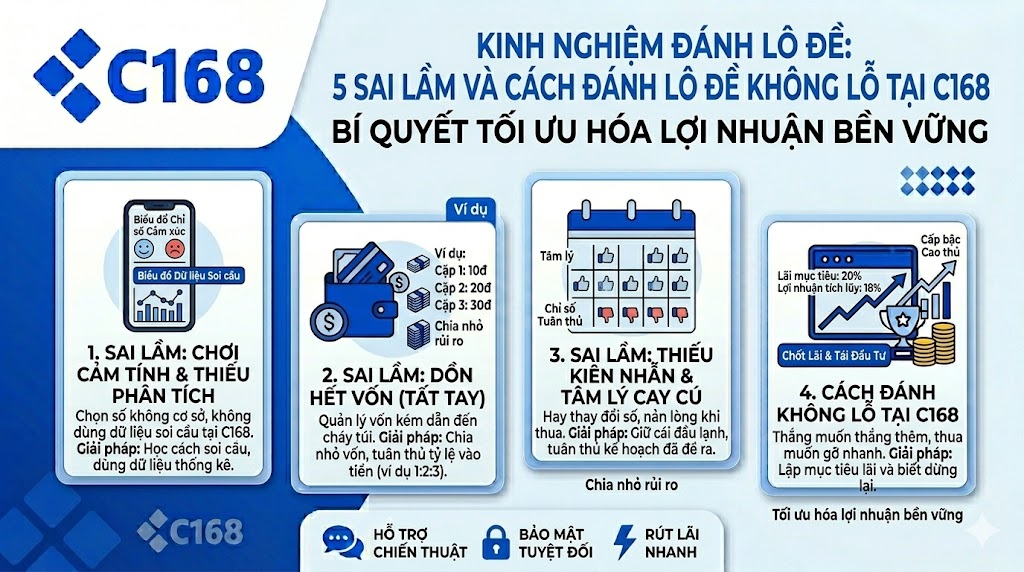 5 Sai lầm chết người khi chơi lô đề và kinh nghiệm đánh lô đề từ chuyên gia C168 3 Những kinh nghiệm đánh lô đề xương máu để tránh bị xa bờ